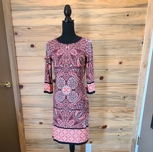 London Style Collection Coral Paisley Dress Ladies Size 4